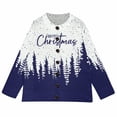 thumbnail image 5 of Chandails d'Hiver Grande Taille pour Femmes Mode Décontractée Imprimé de Noël Cardigan Veste Bleu Foncé L, 5 of 5