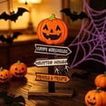 thumbnail image 2 of SLYNSHome Ghost Pumpkin Wooden Sign Tabletop Decor, Farmhouse Haunted House Letter Wood Ornament For Mantel Shelf Indoor Halloween Harvest Table Home Decor, 2 of 7