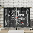 thumbnail image 4 of Black Farmhouse Rustic Kitchen Curtains Wooden Wood Small Short Cafe Window Curtains Vintage Fork Spoon RetroBathroom Living Room Bedroom Window Drapes Treatment 2 Panels (26x36 Inch), 4 of 6