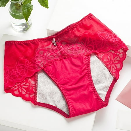 Underwear Women Blissful Benefits Lace Triangle Cotton Midriff Menstruation Brief Lightweight Stretch Panties