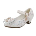 thumbnail image 2 of YMNXA Kids Children Girls Sandals Soft Sole Non Closed Toe High Heel Sequins Bow Design Fashion Comfortable Shoes For Wedding Birthday Party,White,9.5-10 Years, 2 of 4