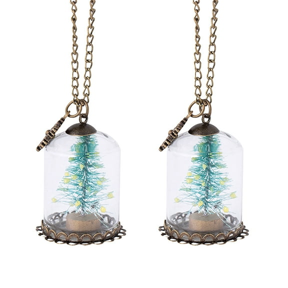 Gymnture Christmas Tree Glass Bottle Pendant Necklace