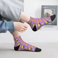 thumbnail image 2 of Rateoe Yellow Lemon And Orange Pattern Quarter Crew Socks,Toe Seamed Ankle Socks,Cotton Cushioned Breathable Athletic Crew Sports Socks, 2 of 7