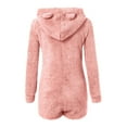 thumbnail image 4 of Fengactive Women's Fuzzy Sherpa Fleece Short Romper Hooded Zipper One Piece Pajamas Warm Sleepwear, 4 of 8