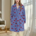 thumbnail image 6 of Taylonsss Womens Winter Flannel Hooded Long Robe Thickened Fleece-Lined Heart Print Cozy Loungewear Homewear, 6 of 6