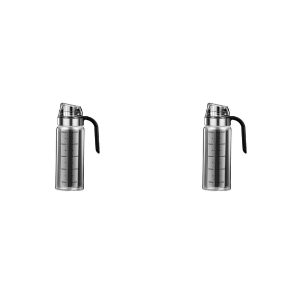 1-3PC Glass Oil Dispenser Bottle with Measurements 450ml - Automatic Flip Lid Oil Can with Leak Proof Lid, Large Capacity Glass Kitchen Oil Bottle for Household Cooking, Olive Oil Dispenser