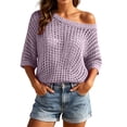 thumbnail image 3 of RongHuan Cover Ups for Women Short Sleeve Off Shoulder Hollow Out Sweater Top Fashion Beach Resort Wear Summer Coverup, 3 of 7