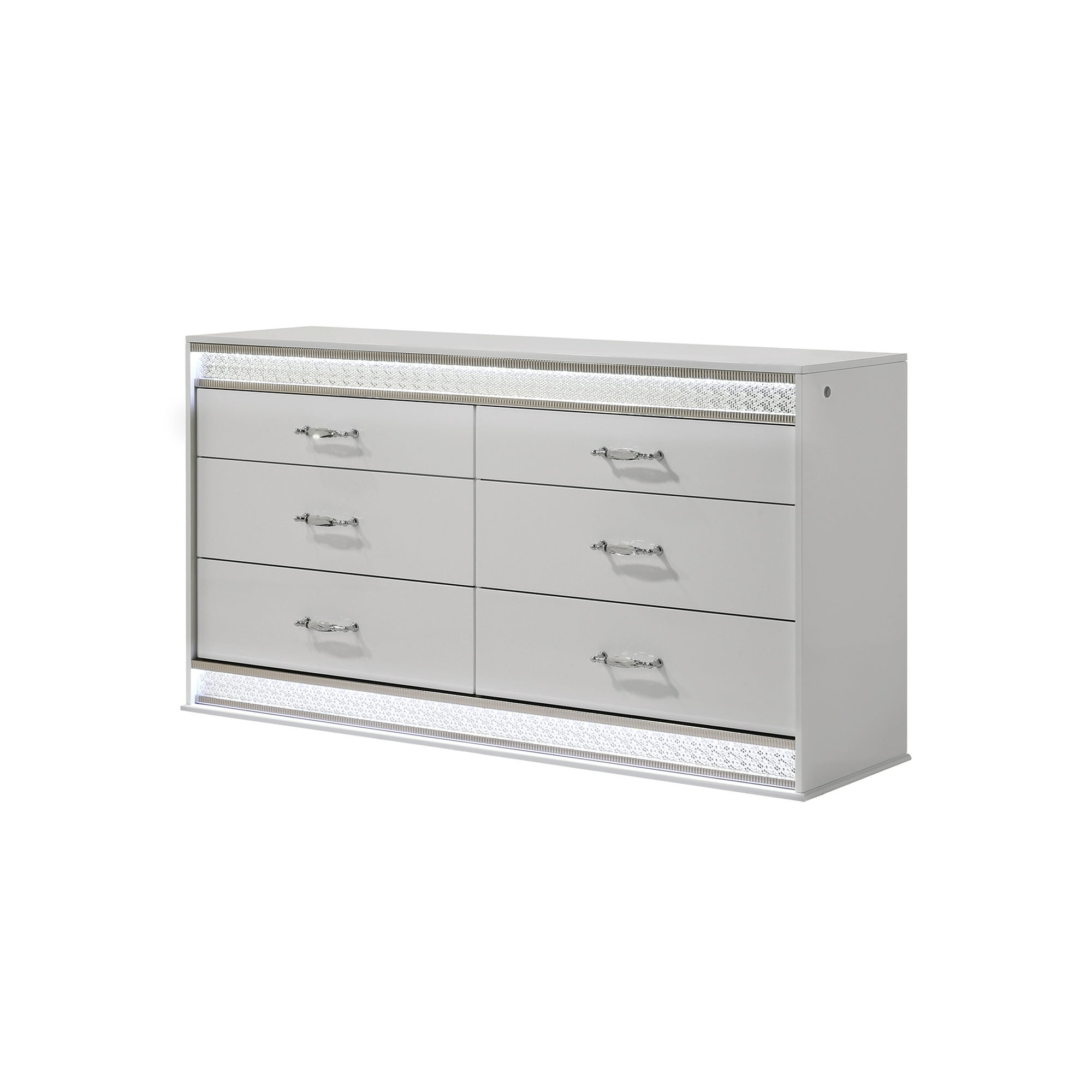 Glam Modern Style 6- Drawer Dresser Made with Wood in White (INCLUDES DRESSER ONLY) same as B009P243212 (CA Inventory)
