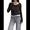 thumbnail image 3 of Camisetas de Larga con Cuello Redondo para Mujer, Informales, de Dos Piezas, Ajustadas, de Punto Acanalado, para Verano y Otoño. Negro M, 3 of 10