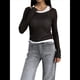 thumbnail image 3 of Camisetas de Larga con Cuello Redondo para Mujer, Informales, de Dos Piezas, Ajustadas, de Punto Acanalado, para Verano y Otoño. Negro M, 3 of 10