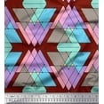 thumbnail image 1 of Soimoi Red Cotton Poplin Fabric Triangle Geometric Print Fabric by Yard 56 Inch Wide, 1 of 3