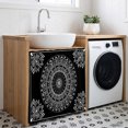 thumbnail image 3 of Black Boho Cabinet Curtain 35"Wx35"L,Dustproof Under Sink Skirt with Self Adhesive Tape,Retro Farmhouse Neutral Abstract Geometric Cabinet Curtain Cover for Kitchen Sink,Bathroom Vanity,Laundry Room, 3 of 9
