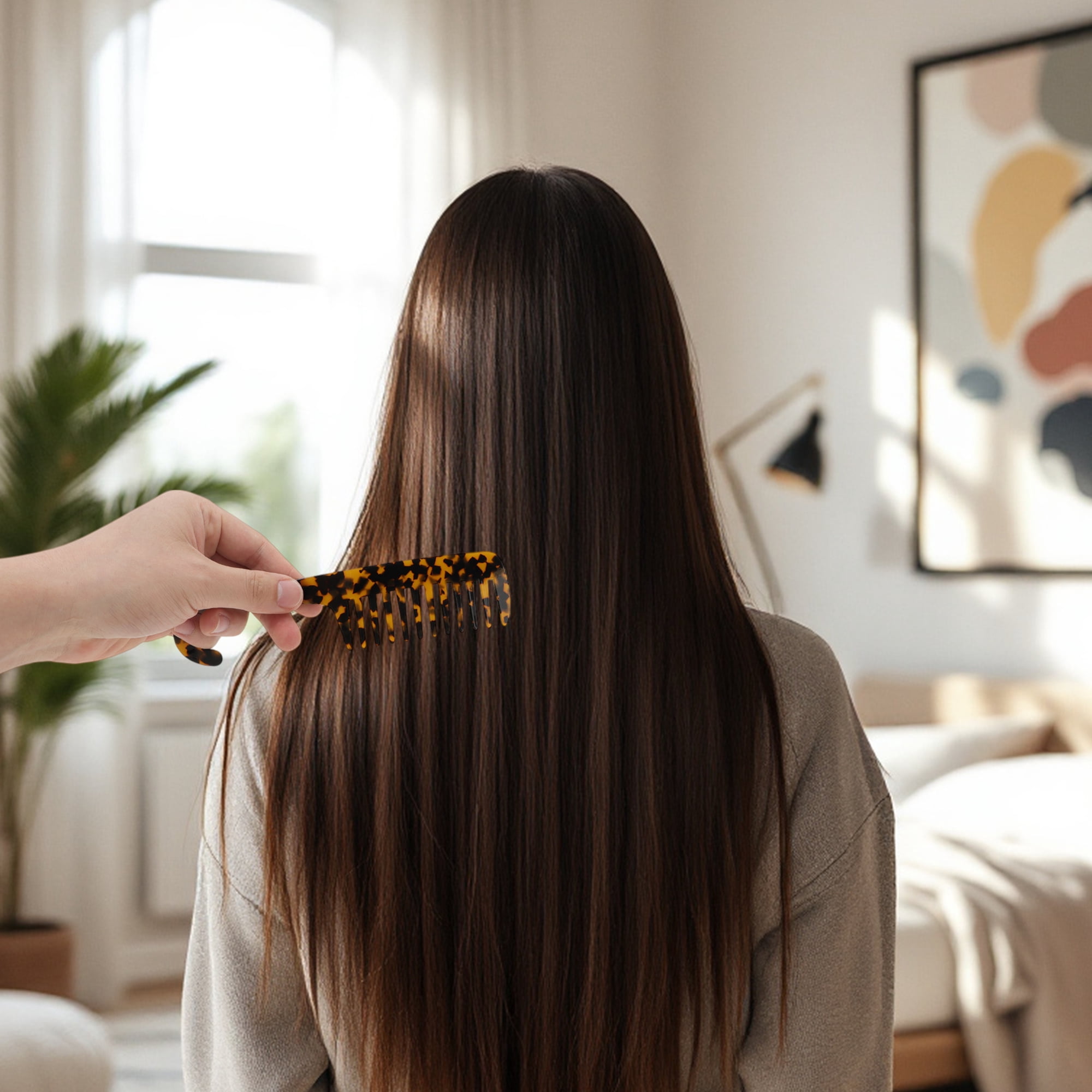 Unique Bargains 1 Pc Wide Tooth Comb for Effortless Hair Care Detangling Brown Medium