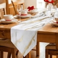 thumbnail image 2 of Modern White Gold Table Runner Linen Burlap Table Runner 72 Inches Long Abstract Marble Geometric Dresser Scarves for Kitchen Island Coffee Dining Room Party Wedding Banquet Holiday Decor 18"x72", 2 of 8