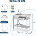 thumbnail image 7 of Ataucjin Stainless Steel Laundry Utility Sink, Freestanding Single Bowl Kitchen Sink with Hot & Cold Water Faucet, Built-In Wash Board, Drawer, Drain Basket, Dish Rack for Laundry Room, Garage, 7 of 7