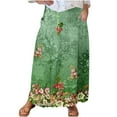thumbnail image 2 of WXLWZYWL Women's Linen Maxi Skirt with Pockets - Floral Print Casual Elastic Waistband Flared Long Skirt 2024 Fall Fashion, 2 of 5