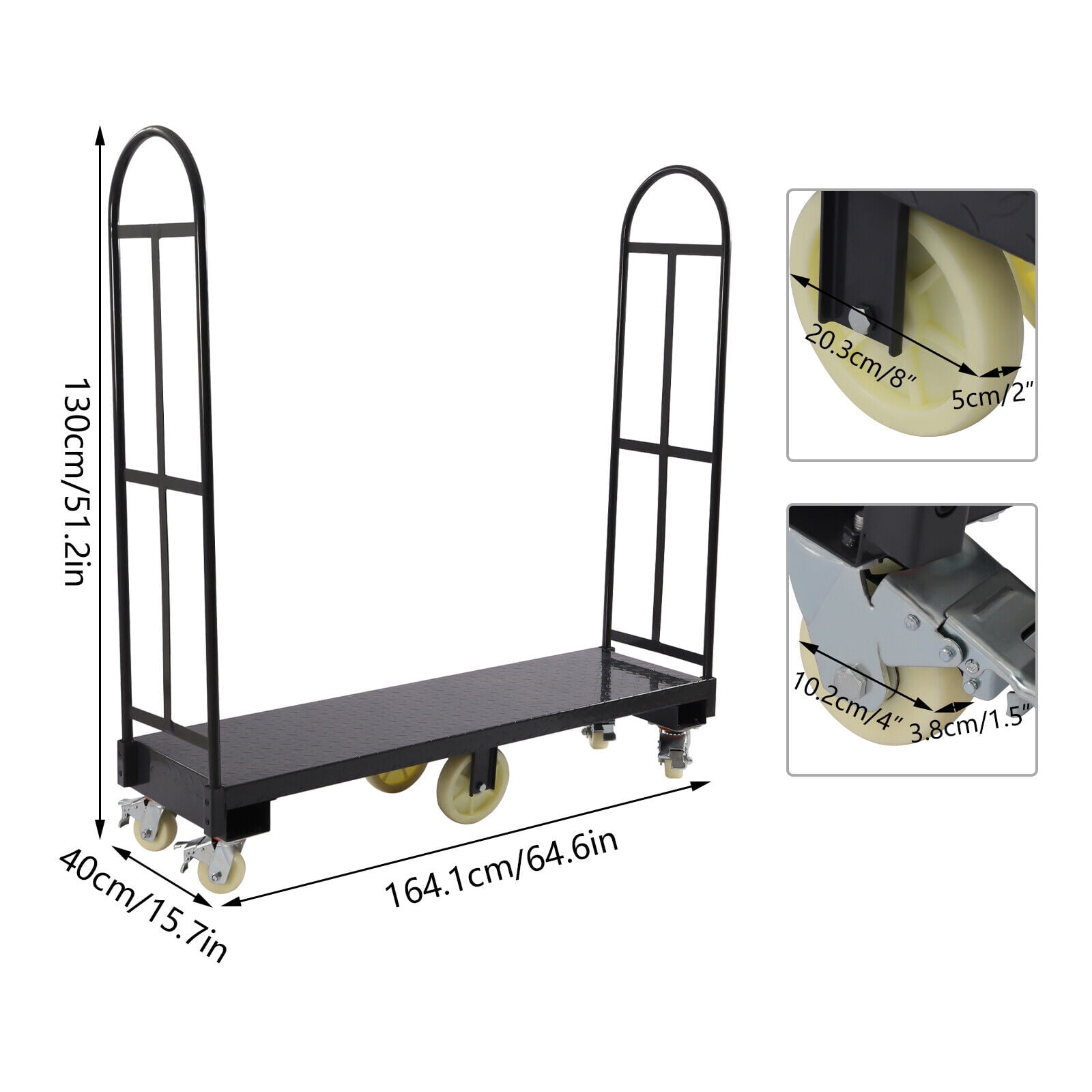 2000lbs Heavy Duty Steel Dolly U-Boat Utility Material Cart Platform Hand Truck
