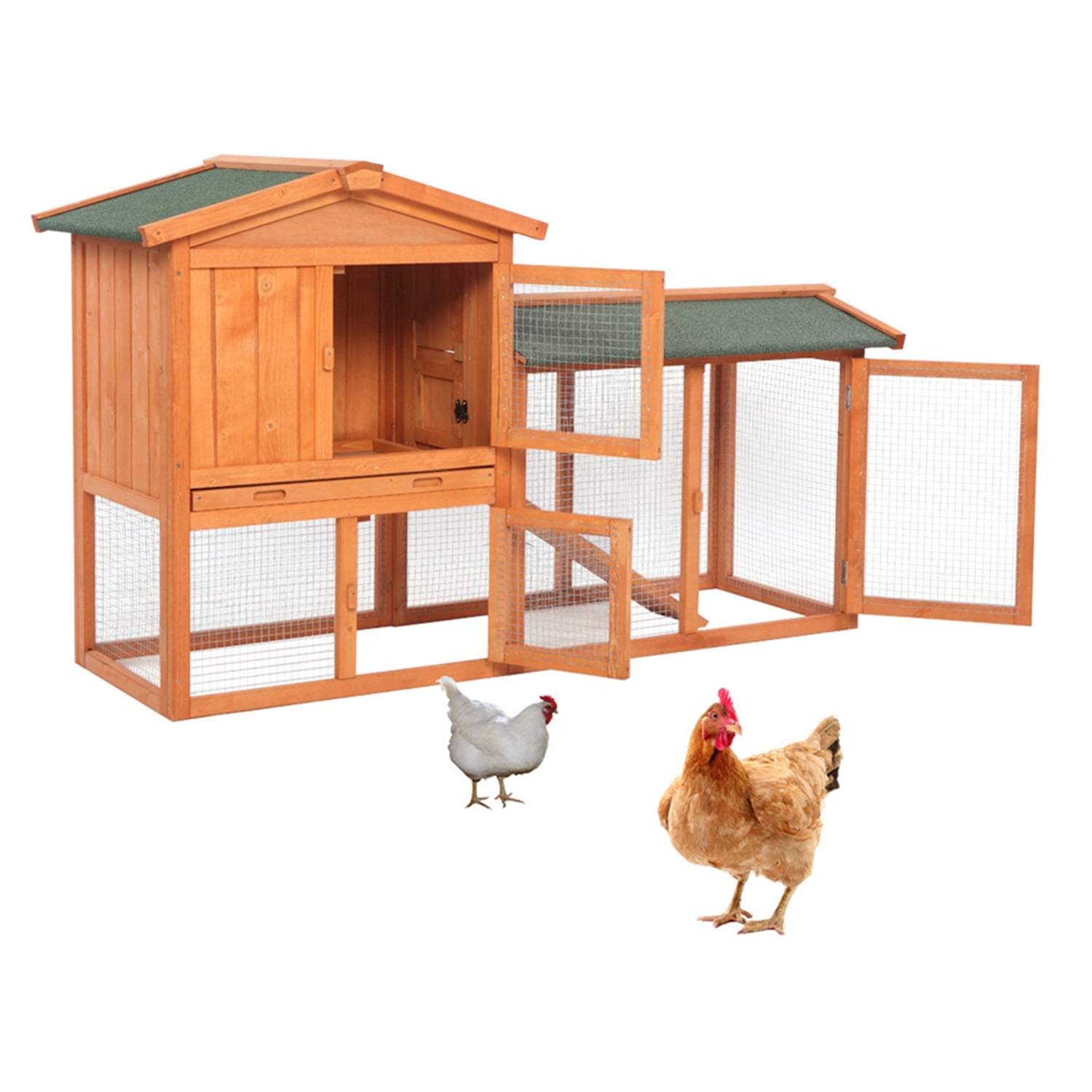 Pefilos 57" Wooden Rabbit Hutch Indoor and Outdoor Pet Bunny Cage, Bunny House a Waterproof Roof Chicken Coop, Orange Pefilos 57" Wooden Rabbit Hutch Indoor and Outdoor Pet Bunny Cage, Bunny House a Waterproof Roof Chicken Coop, Orange