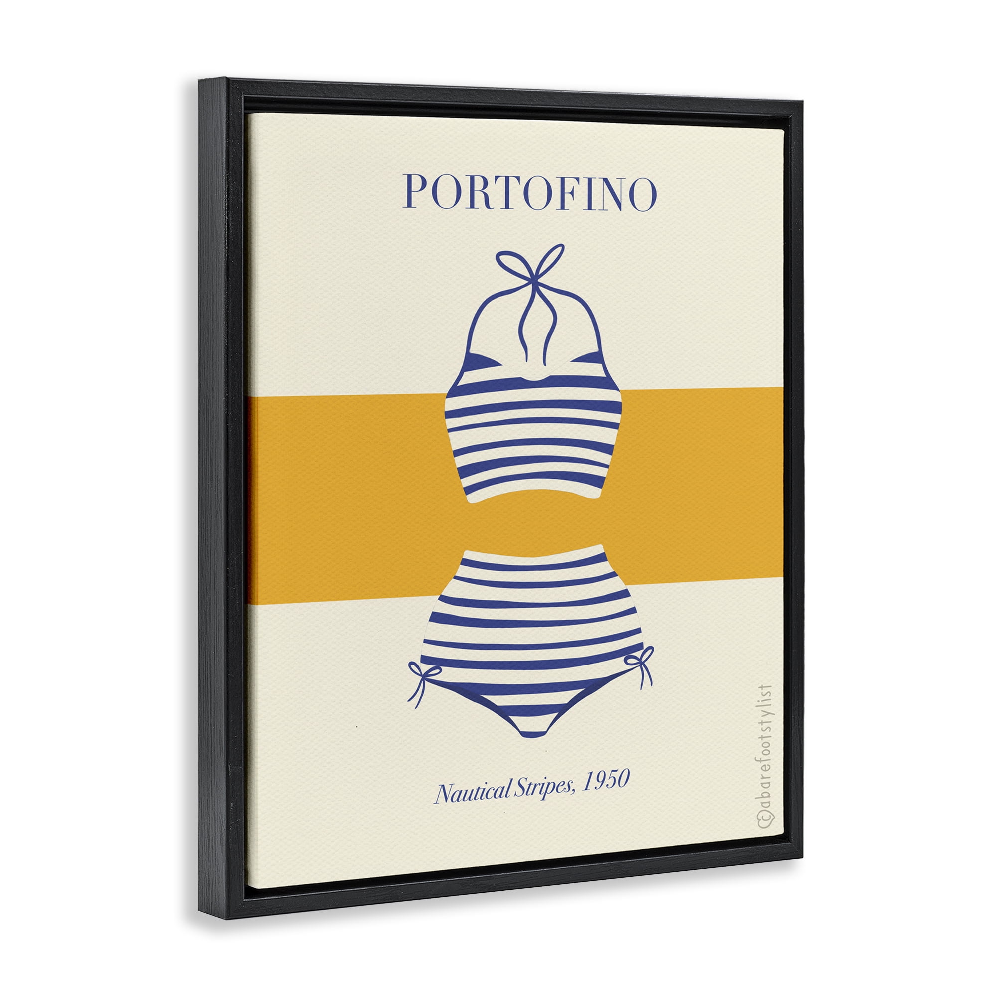 Stupell Industries Portofino Striped Bikini Black Framed Floater Canvas Wall Art, design by A Barefoot Stylist