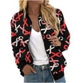 thumbnail image 1 of Pisexur Veste pour Femme Coupe-Vent Trench Manteaux Vestes d'Automne Cardigan Imprimé pour Femme Veste à Fermeture Éclair Veste à Manches Longues Veste Décontractée Veste, 1 of 5