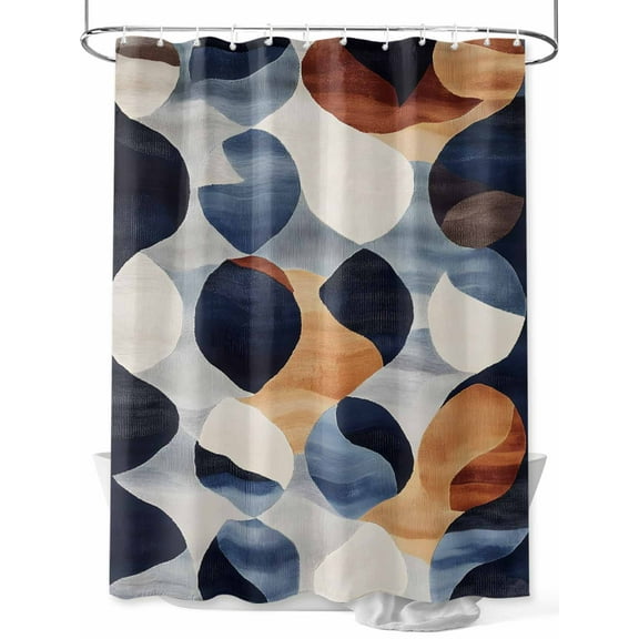 Abstract Color Block Shower Curtain Set ，Waterproof Fabric Shower Curtains Blue Brown White Simple Art Shower Curtains for Bathroom,Bathroom Decor 54x"78"