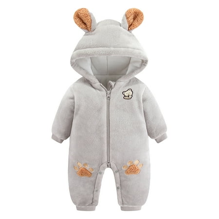 

wofedyo baby girl clothes Baby Boys Girls Cartoon Bear Hooded Romper Jumpsuit Coat baby clothes