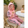 thumbnail image 4 of RUINIXCW Toddler Girl Sweat Outfit Patchwork Plaid Long Sleeve Hoodie Joggers Set, 4 of 8