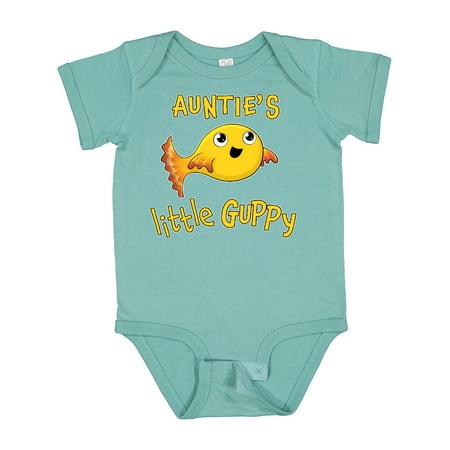 

Inktastic Auntie s Little Guppy- Cute Yellow Fish Gift Baby Boy or Baby Girl Bodysuit