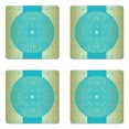 thumbnail image 1 of Mandala Coaster Set of 4, Vibrant Framework Design Circular Floral and Borders Exotic Royal, Square Hardboard Gloss Coasters, Standard Size, Sky Blue and Yellow, by Ambesonne, 1 of 2