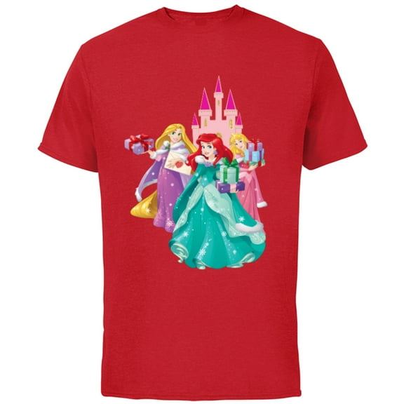 Disney Princess Ariel, Rapunzel, and Aurora Gifts - Short Sleeve Cotton T-Shirt for Adults - Customized-Red