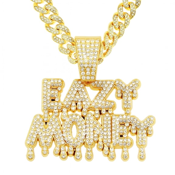 DESIGNICE Hip Hop Letter Pendant Necklace for Men and Women, Bling Cuban Chain Necklace, Fashion Jewelry Gift