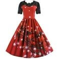 thumbnail image 2 of ICHUANYI Christmas Women's Short Sleeve Print Vintage Gown Spring Summer Fashion 2024, 2 of 9