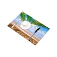 thumbnail image 3 of MKHERT Tropical Sea Beach with Palm Leaves Wooden Floor Placemats Table Mats for Dining Room Kitchen Table Decoration 12x18 inch,Set of 4, 3 of 4