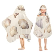 Yayeee Kids Hooded Towels Toddler Soft Absorbent Beach Bathing Wrap 50" x 23.5", Watercolor Seashells