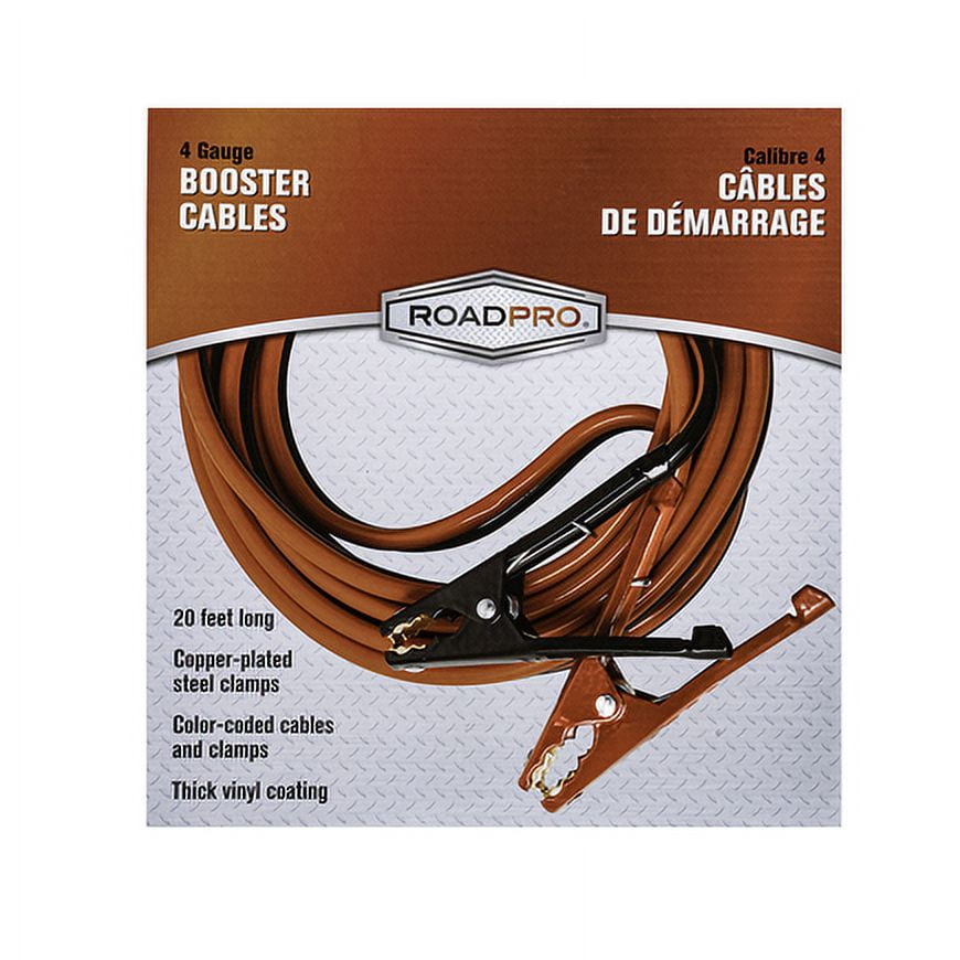 RoadPro Jumper Cables for Car Battery RP04955 Heavy-Duty Automotive Booster Cables for Truck SUV 4-Gauge 20-Feet Jumpers