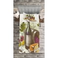 thumbnail image 3 of Ambesonne Wine Quilted Bedspread Set 2 Pcs, Vintage Wine and Cheese, Twin Size, Multicolor, 3 of 3
