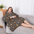 thumbnail image 5 of Oversized Wearable Blanket Hoodie,Boho Brown Geometric Ethnic Pattern Sherpa Blanket Hoodie with Super Pockets,Super Warm Fuzzy Pullover for Women & Men, 5 of 6