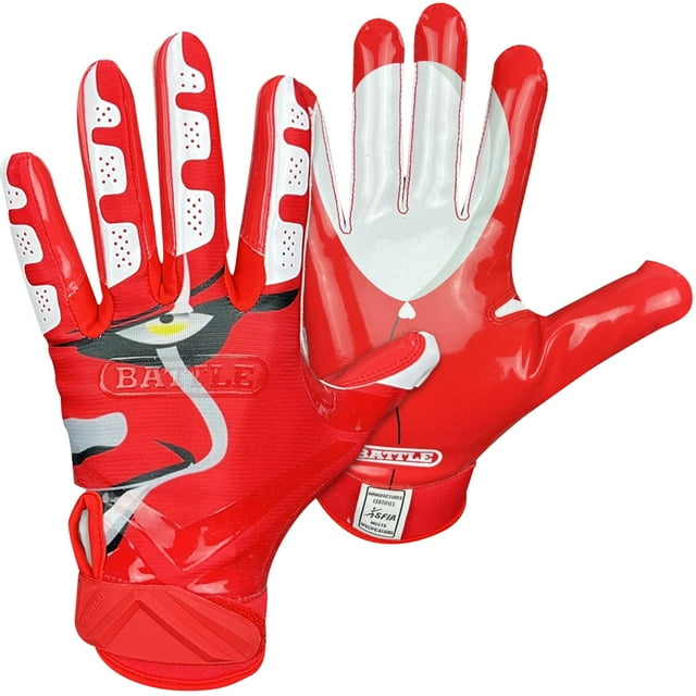 Battle Sports Clown23 Cloaked Adult Football Receiver Gloves - Large - Red