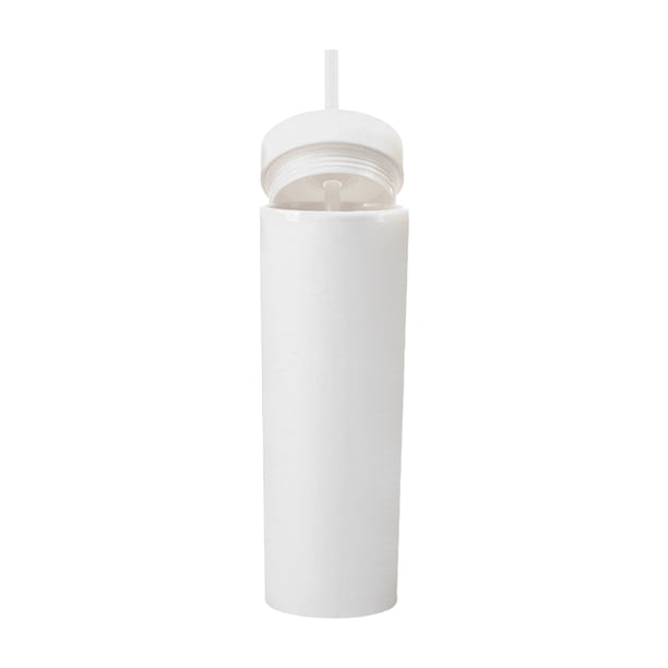 Bearachild Botella de agua de 16OZ, vaso de paja esmerilado de plástico de 2 capas, bebida portátil, taza de té de la leche, soporte para café y jugo Mostrada Blanco 21 cm x 7.2 cm Bearachild HA007950-01B
