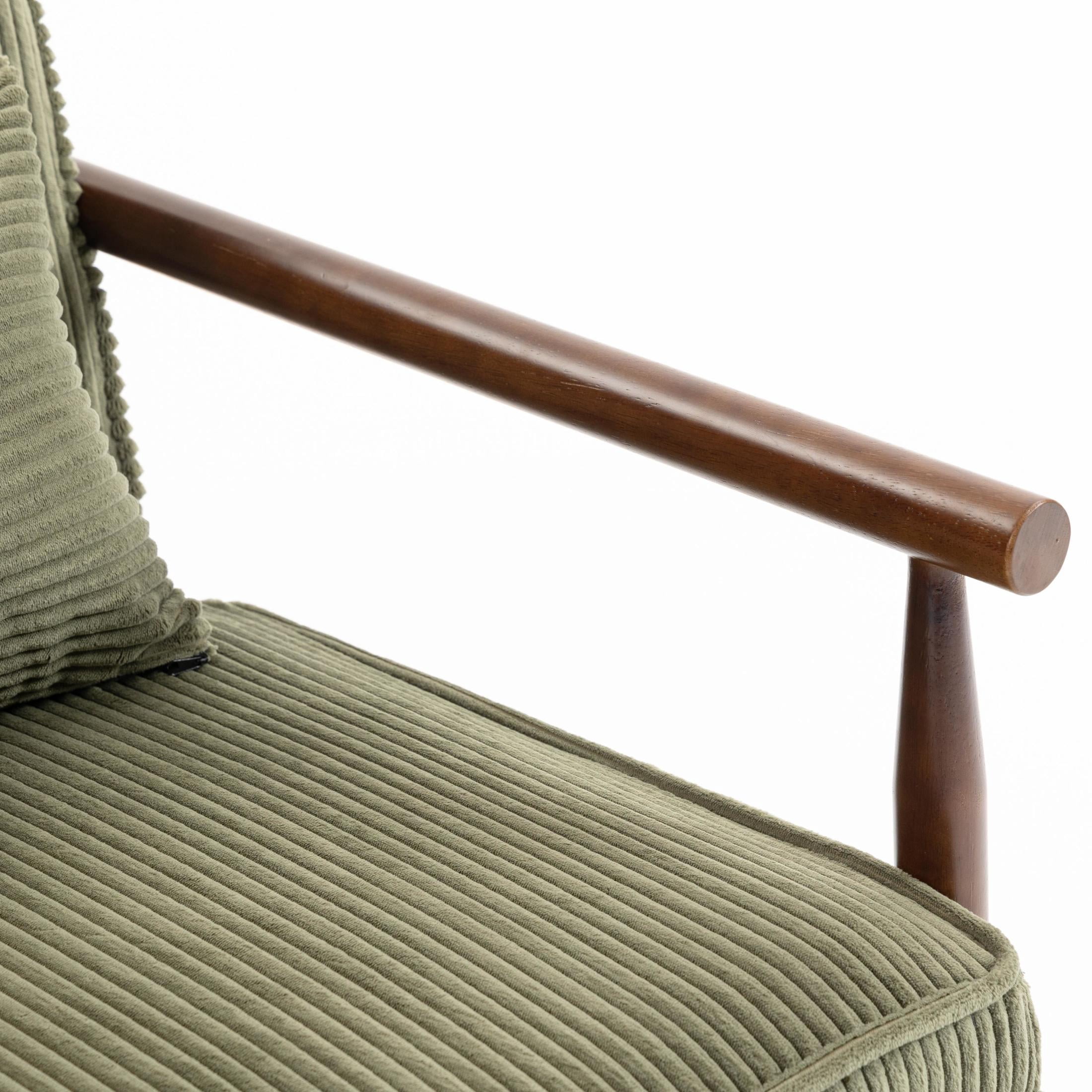 GDF Studio Almere Mid-Century Modern Accent Chair with Under-Seat Storage, Corduroy Reading Armchair, Green