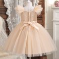 thumbnail image 7 of Toddler Dress Kids Pageant Party Bow Knot Fly Sleeve Solid Gown Dress Dresses for Girls Gold 2-3 Years, 7 of 7