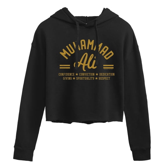 Muhammad Ali - Boxing Legend - Confidence, Conviction, Dedication... - Juniors Cropped Pullover Hoodie