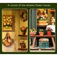 thumbnail image 4 of DIY Miniature Dollhouse Kit, Flower Shop Wooden House with LED Lights, Creative Craft Model Kit with Furniture & Dust Cover, Gifts for Adults/Teens, 4 of 15