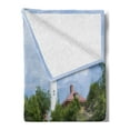 thumbnail image 2 of Vintage Beach Soft Flannel Fleece Throw Blanket, Photo of Trees Lighthouse on a Beach Cloudy Sky Calm Nature Landscape Art, Cozy Plush for Indoor and Outdoor Use, 50" x 60", Multicolor, by Ambesonne, 2 of 5