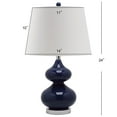 thumbnail image 3 of SAFAVIEH Eva 24 in. Navy Glass Table Lamp with Off-White Cotton Shade, Set of 2, 3 of 15