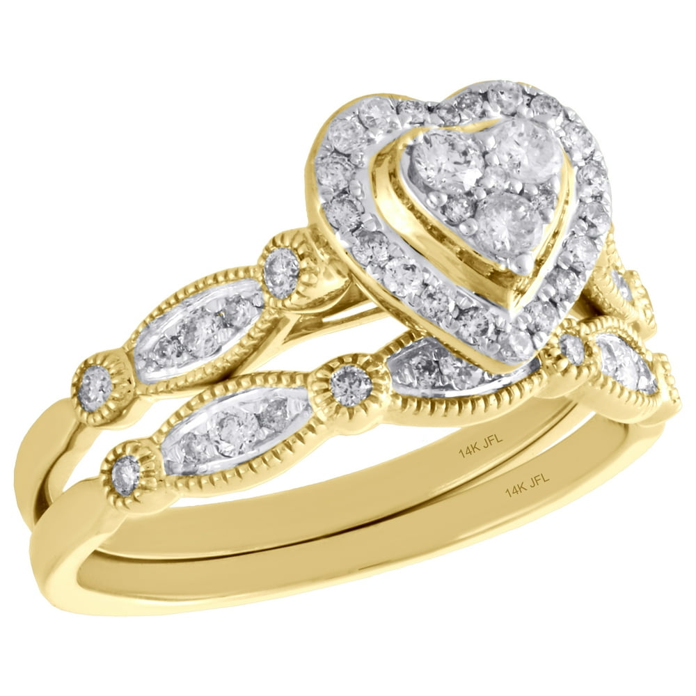 Jewelry For Less 14K Yellow Gold Diamond Bridal Set