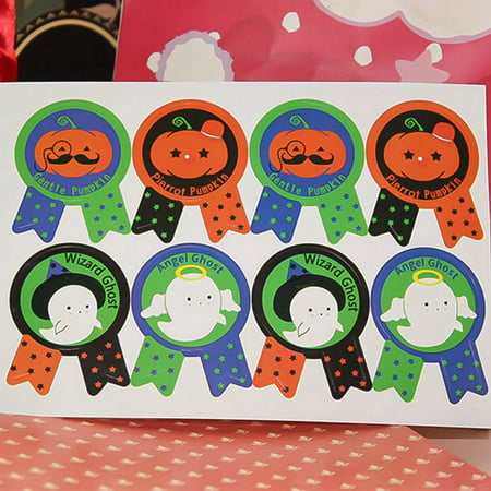 AkoaDa 50X Halloween Party Pumpkin Sweet Biscuit Trick Or Treat Favor Bags and Seal Decal