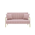 thumbnail image 6 of Pink Velvet Sofa Couch, Modern Home 2 Seat Sofa, Comfort Upholstered Loveseat with 2 Pillows, for Living Room, Bedroom, Office, L0163, 6 of 10