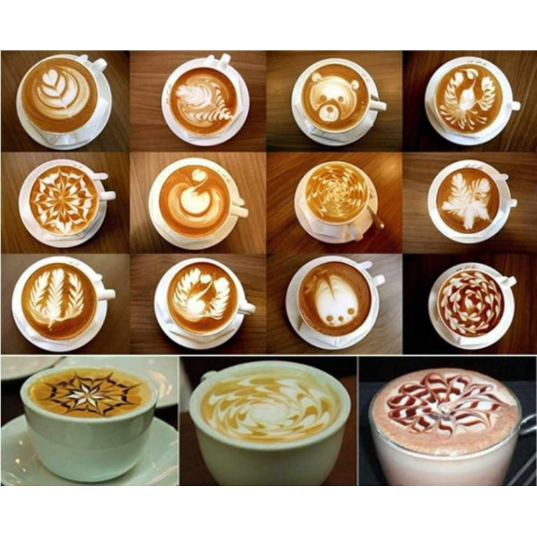 16 Pcs Coffee/Latte/Cappuccino Barista Art Stencils Cake Duster Templates  Coffee Tools Accessories Latte Art