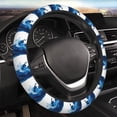 thumbnail image 3 of Picia Blue White Fluid Art Car Steering Wheel Cover, Non-Slip, Breathable, Universal 15 inch, 3 of 7